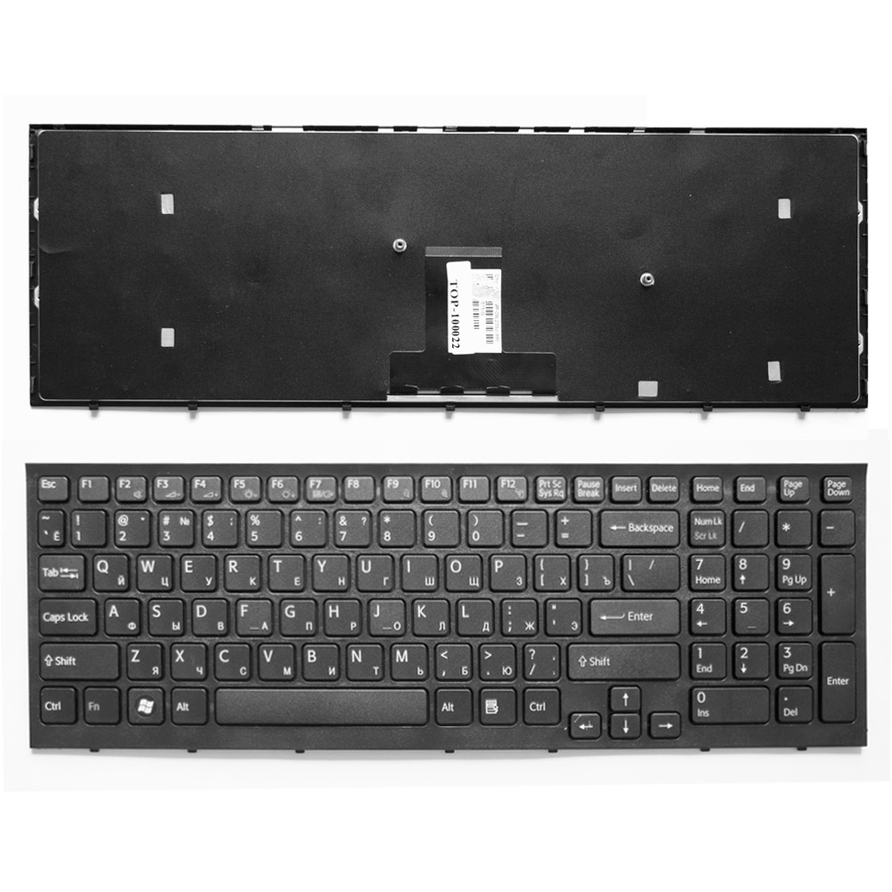 Купить оптом Клавиатура для ноутбука Sony Vaio VPC-EB Series. Плоский Enter. Черная, с черной рамкой. PN: 148792871.
