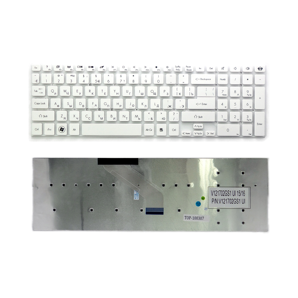 Купить оптом Клавиатура для ноутбука Acer Aspire V3, V3-551, V3-771, 5830T, 5755G Series. Г-образный Enter. Белая, без рамки. PN: MP-10K33SU-698.