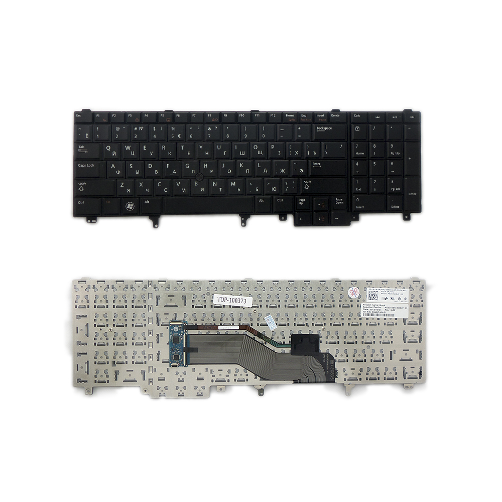 Купить оптом Клавиатура для ноутбука Dell Latitude E6520 E6530 E6540 Series. Плоский Enter. Черная, без рамки. PN: NSK-DWAUF.