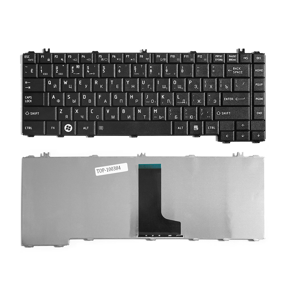 Купить оптом Клавиатура для ноутбука Toshiba Satellite C600, C640, C645, L600, L630 Series. Плоский Enter. Черная, без рамки. PN: NSK-TM1GV, V114226CK1.