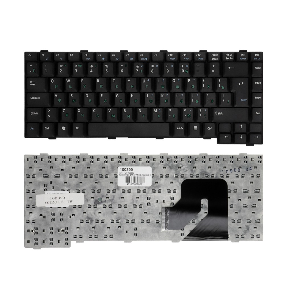 Купить оптом Клавиатура для ноутбука Asus W2, W2J, W2P Series. Г-образный Enter. Черная, без рамки. PN: K020362H2.