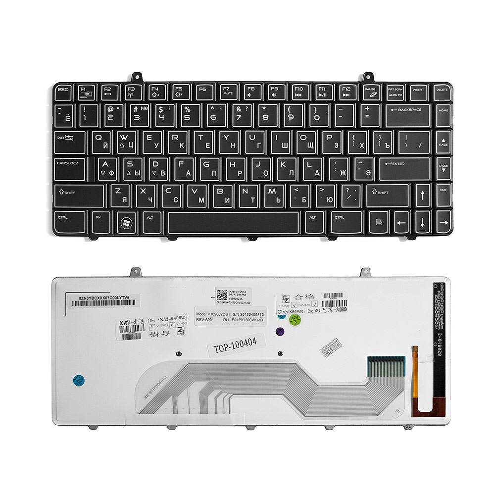 Купить оптом Клавиатура для ноутбука Dell Alienware M11x R1, R2, R3, P06T Series. Плоский Enter. Черная, без рамки. PN: 0T3VFT, PYTVX.