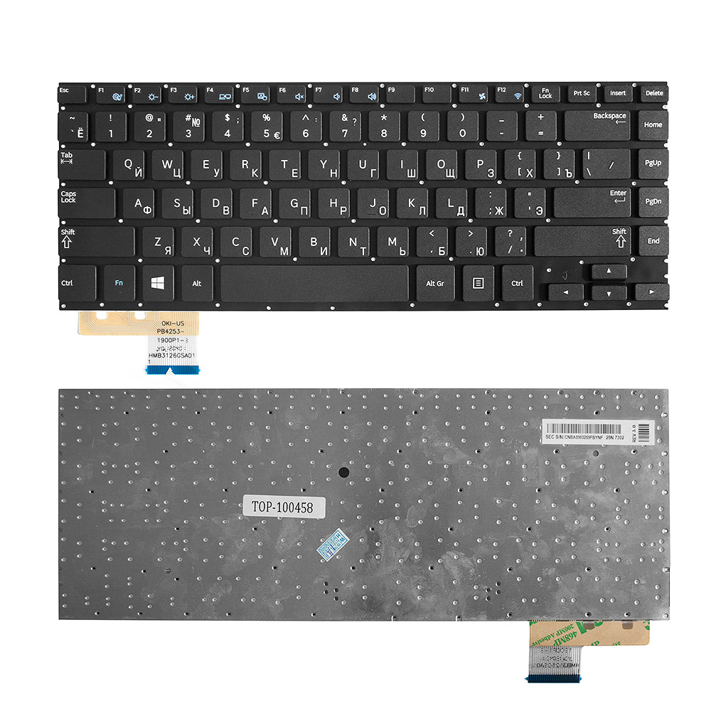 Купить оптом Клавиатура для ноутбука Samsung NP530U4B, NP530U4C, NP535U4C Series. Плоский Enter. Черная, без рамки. PN: BA59-03260A.