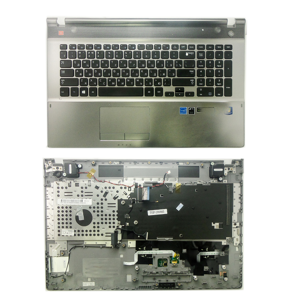 Купить оптом Клавиатура для ноутбука Samsung NP550P7C Series. Плоский Enter. Черная, с топкейсом. PN: BA75-03791C.