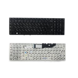 Клавиатура для ноутбука Samsung NP300E5V, NP350V5C, NP355E5C Series. Плоский Enter. Черная, без рамки. PN: BA59-03270C.
