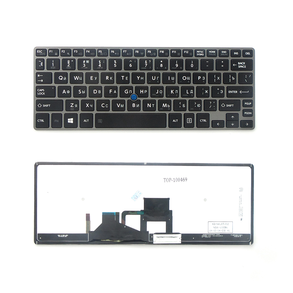Купить оптом Клавиатура для ноутбука Toshiba Portege Z30 Series. Плоский Enter. Черная, с серой рамкой. С подсветкой. PN: Z9.NAJBN.00R.