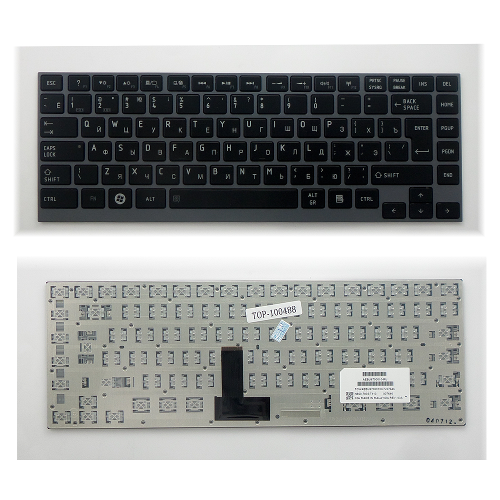 Купить оптом Клавиатура для ноутбука Toshiba Portege M800, U800, U900 Series. Г-образный Enter. Черная, с серебристой рамкой. PN: NSK-TX3GC 0R.