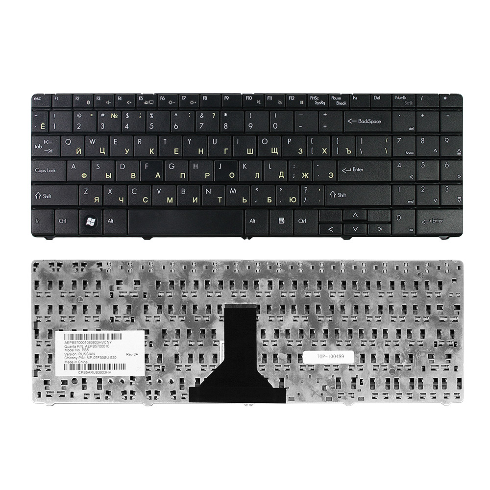 Купить оптом Клавиатура для ноутбука Packard Bell EasyNote ETNA-GM, ML61, ML65 Series. Плоский Enter. Черная, без рамки. PN: MP-07F36SU-920.