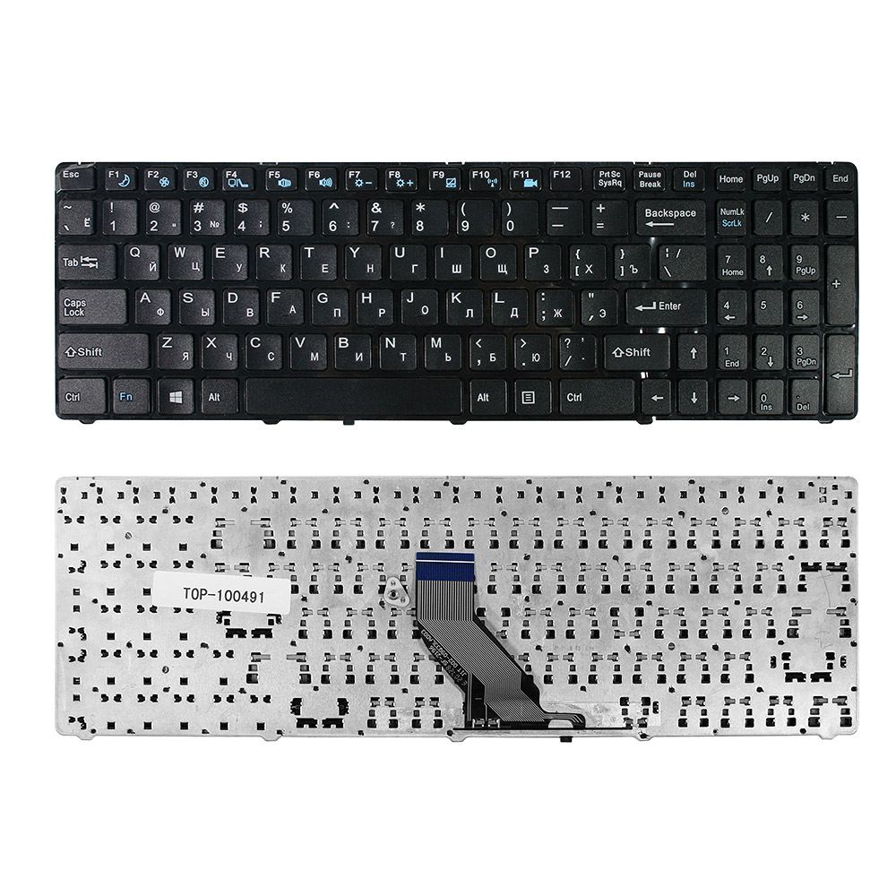 Купить оптом Клавиатура для ноутбука DNS 0157894, 0157896, MT50 Series. Плоский Enter. Черная, с черной рамкой. PN: MP-09Q36SU-360.