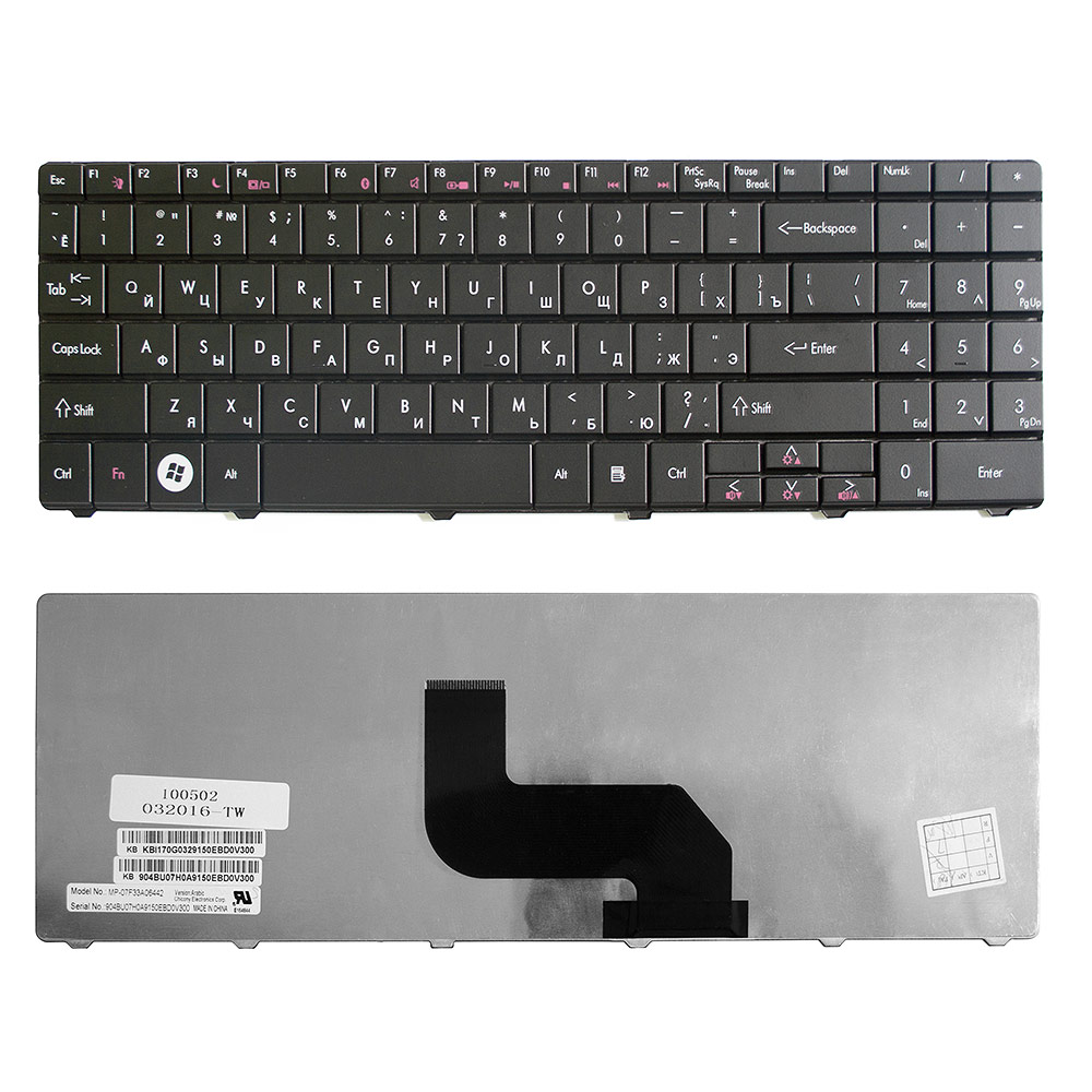 Купить оптом Клавиатура для ноутбука Packard Bell EasyNote DT85, MT85, ST85, ST86, TN65 Series. Плоский Enter. Черная, без рамки. PN: MP-07F33SU-4424H.