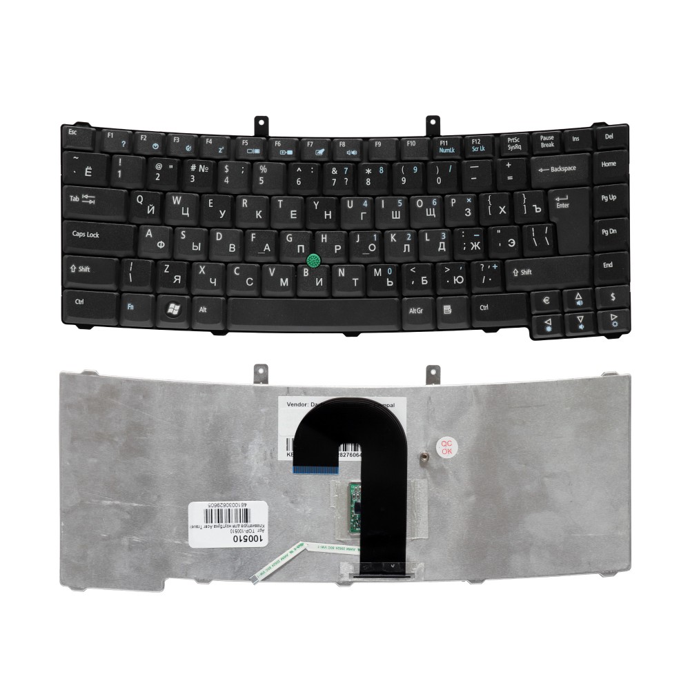 Купить оптом Клавиатура для ноутбука Acer Travelmate 6410, 6452, 6490 Series. Г-образный Enter. Черная, без рамки. PN: NSK-AGC0R.