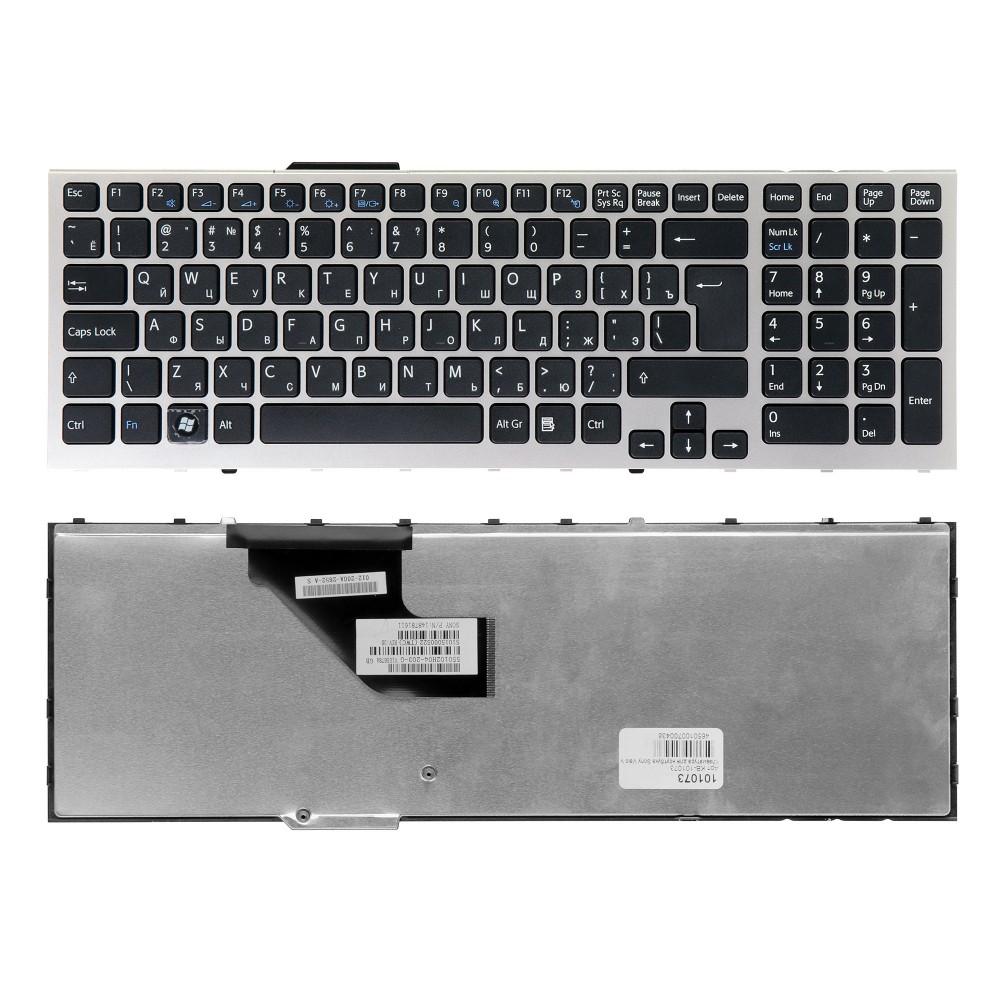 Купить оптом Клавиатура для ноутбука Sony Vaio VPC-F11, VPC-F12, VPC-F13 Series. Г-образный Enter. Черная, с серебристой рамкой. PN: 148781561.