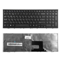 Клавиатура для ноутбука Sony VPC-EE, VPCEE2E1R, VPCEE3E1R, VPCEE4M1R, VPCEE4E1R. Плоский Enter. Черная, с рамкой. PN: V116646B.