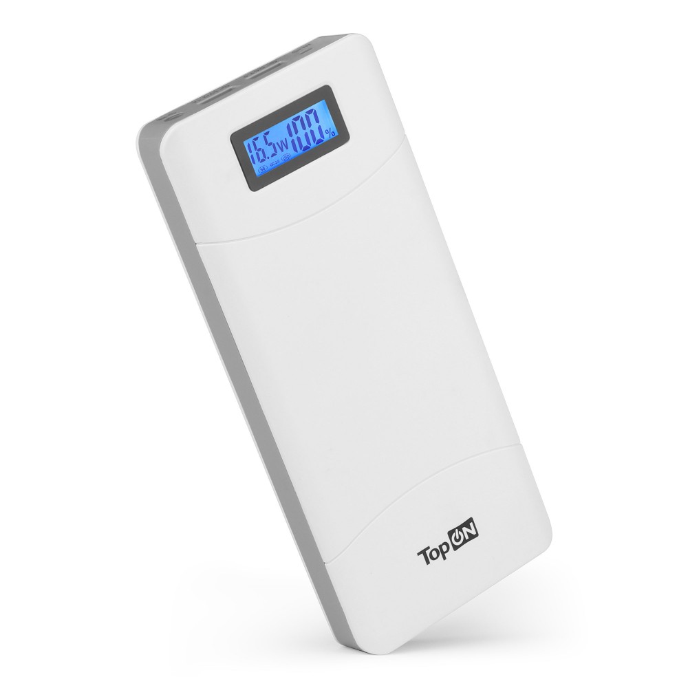 Купить оптом Внешний аккумулятор TopON TOP-T72/W 18000mAh (66.6Wh) QC 2.0, 2 USB для ноутбука, планшета, смартфона и аккумулятора авто. Белый