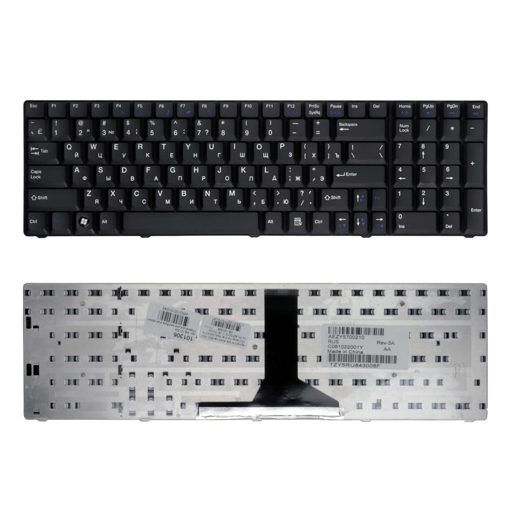 Купить оптом Клавиатура для ноутбука Acer eMashines G520, G720, G620 Series. Плоский Enter. Черная, без рамки. PN: AEZY5E00210.