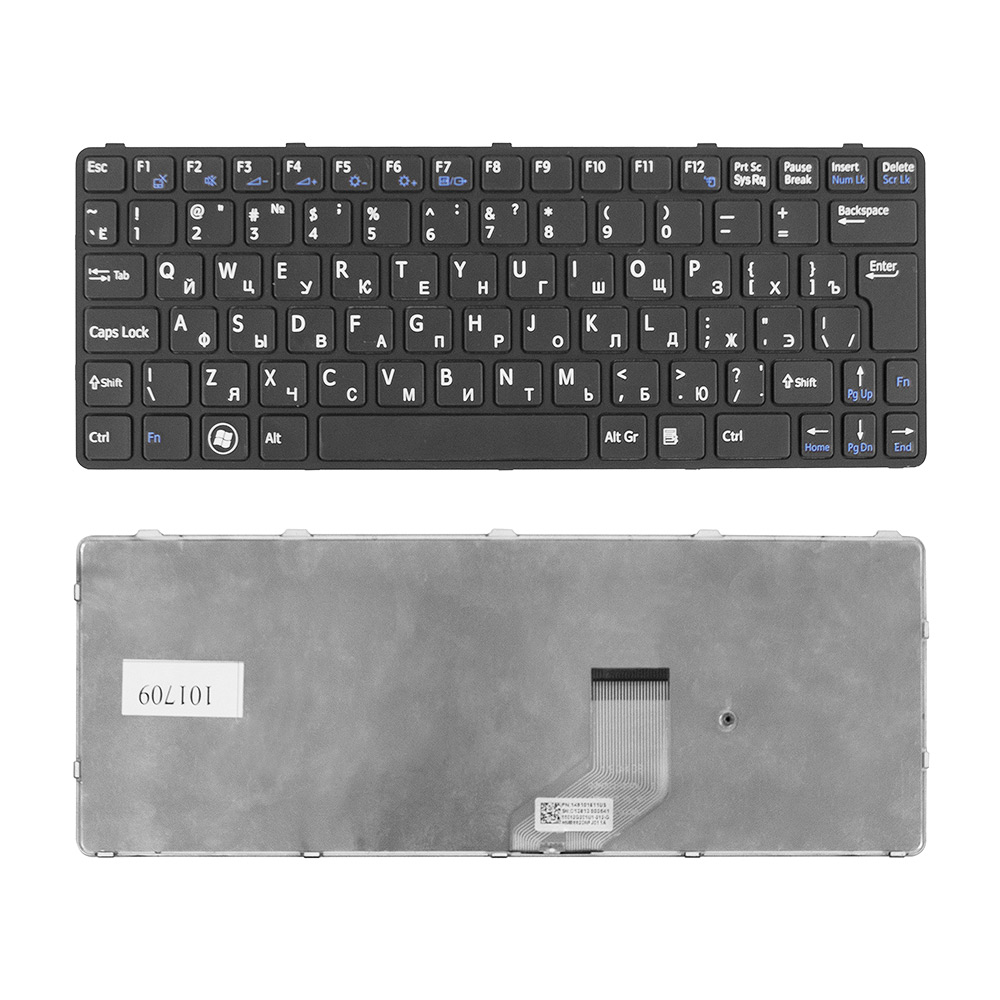 Купить оптом Клавиатура для ноутбука Sony Vaio E11, SVE11, SVE111 Series. Г-образный Enter. Черная, с черной рамкой. PN: 149036311.