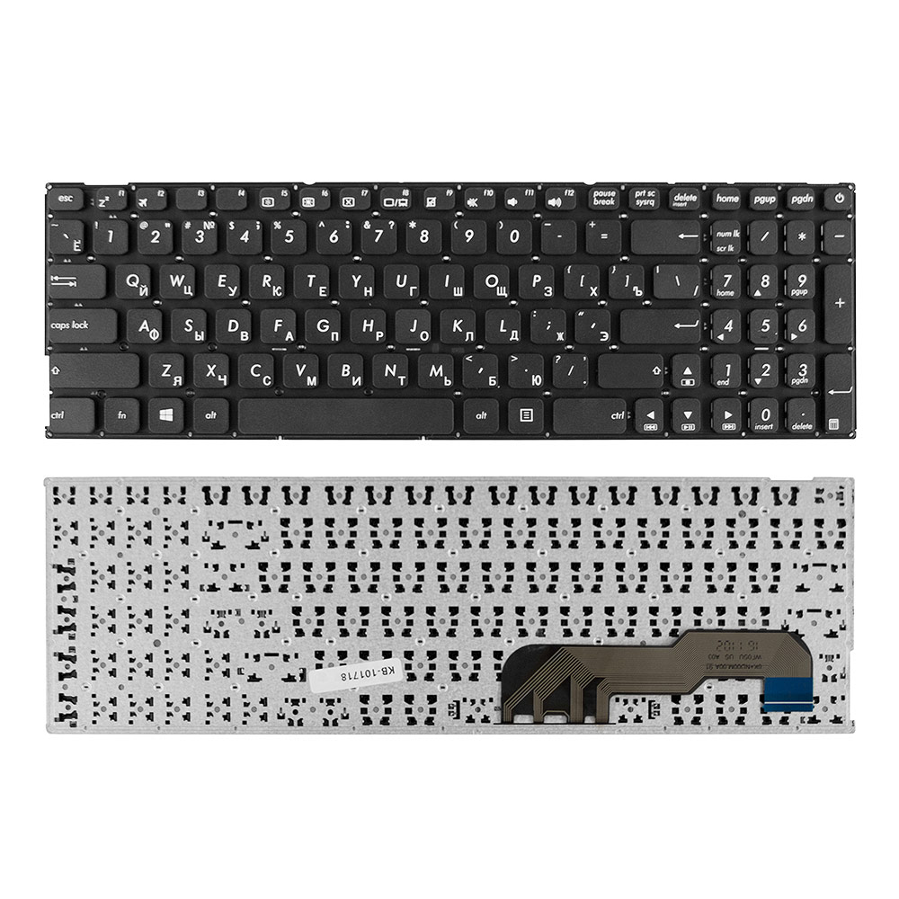 Купить оптом Клавиатура для ноутбука Asus D541N, X541, X541U Series. Плоский Enter. Черная, без рамки. PN: 9Z.ND00OM.00R.