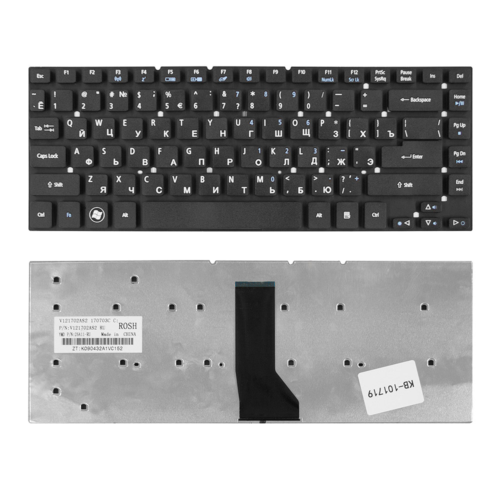 Купить оптом Клавиатура для ноутбука Acer Aspire 3830T, 4830T Series. Г-образный Enter. Черная, без рамки. PN: KBI140A292.