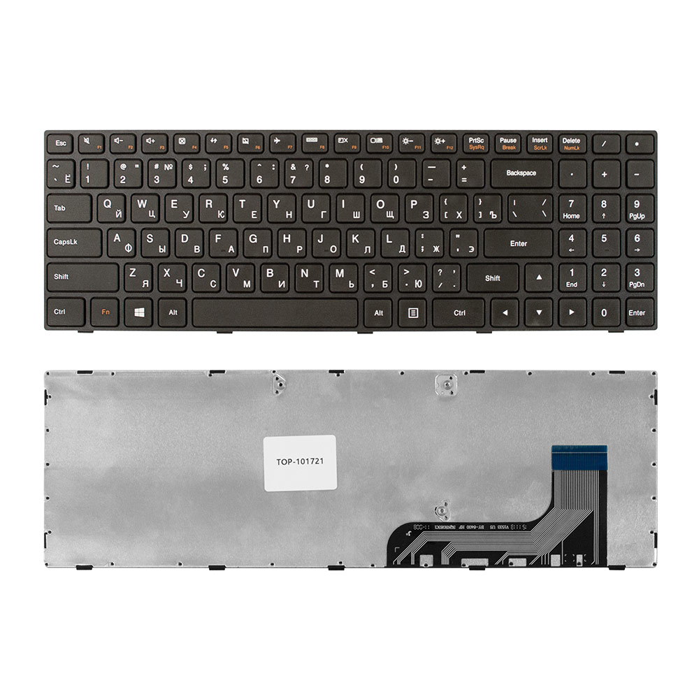 Купить оптом Клавиатура для ноутбука Lenovo IdeaPad 100-15, 100-15IB, 100-15IBY Series. Плоский Enter. Черная, с черной рамкой. PN: SN20K65119.