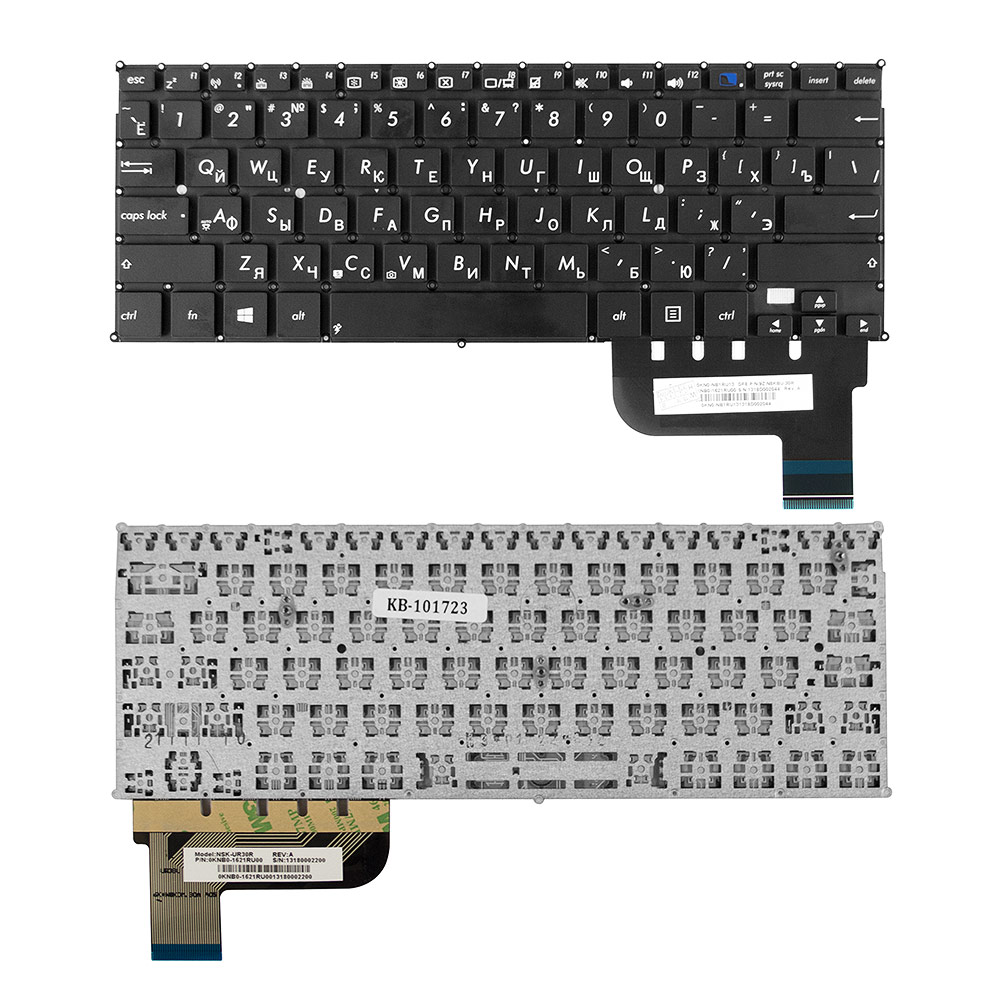 Купить оптом Клавиатура для ноутбука Asus Taichi 21, X201E Series. Плоский Enter. Черная, без рамки. PN: 0KN0-1121UI00.