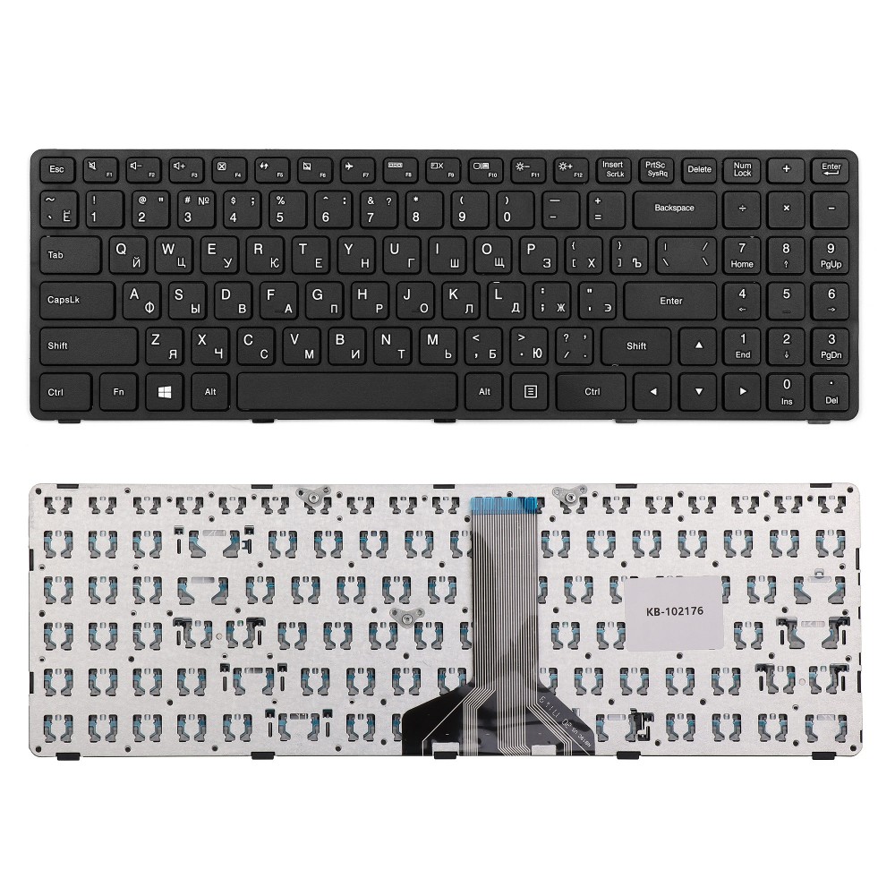 Купить оптом Клавиатура для ноутбука Lenovo Ideapad 100-15, 100-15IBD Series. Плоский Enter. Черная, с рамкой. PN: SN20J78609.
