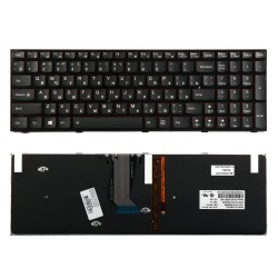 Клавиатура для ноутбука Lenovo IdeaPad Y500, Y500N, Y500NT Series. Плоский Enter. Черная, с рамкой. С подсветкой. PN: Y590-RU.