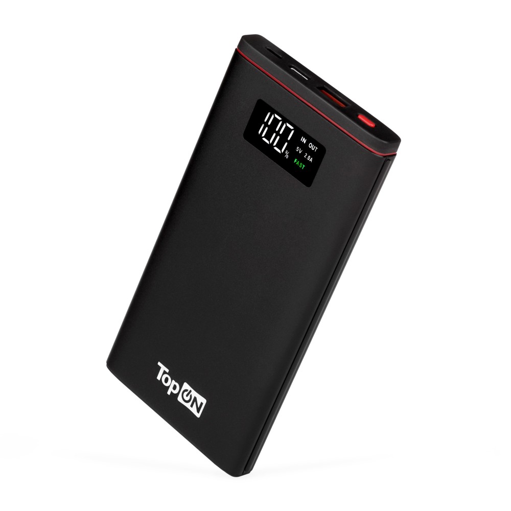 Купить оптом Внешний аккумулятор TopON TOP-T10 10000mAh QC3.0, QC2.0, Power Delivery. USB Type-C, MicroUSB, USB-порт, LED-экран. Черный