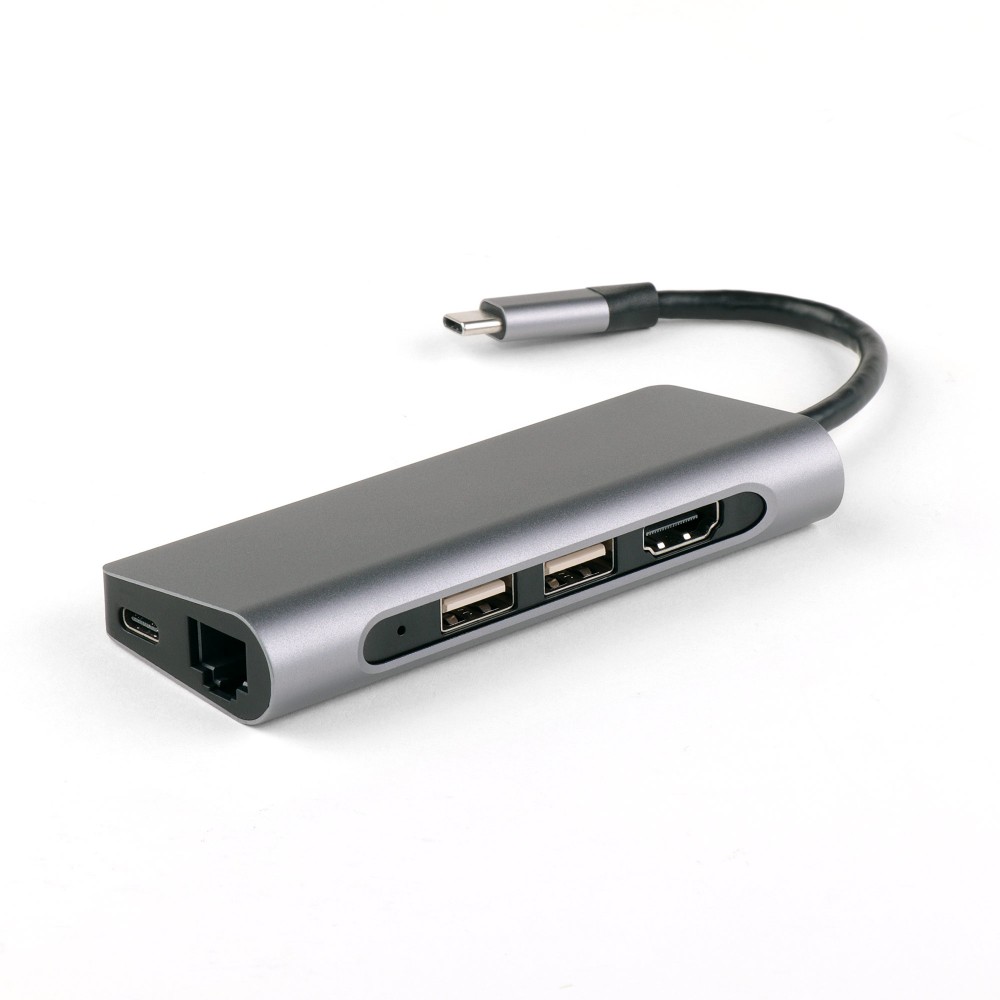 Купить оптом uSB-концентратор IQFuture IQ-C7 Type-C USB Hub 7 в 1, USB-C PD, 2 порта USB 3.0, RJ-45, HDMI, Micro/SD кардридер, кабель Type-C 9.5 см