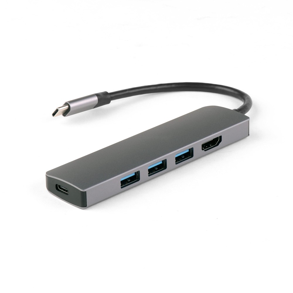 Купить оптом uSB-концентратор IQFuture IQ-C5 Type-C USB Hub 5 в 1, USB-C PD, 3 порта USB 3.0, HDMI, кабель Type-C 12 см