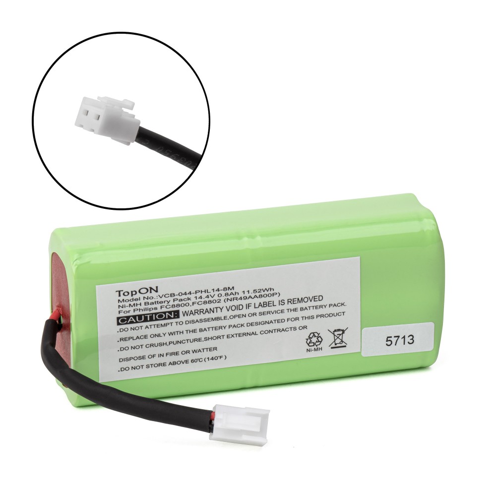 Купить оптом Аккумулятор для робота-пылесоса Philips FC8800, FC8802. 14.4V 800mAh Ni-MH. PN: NR49AA800P, TOP-FC88-8