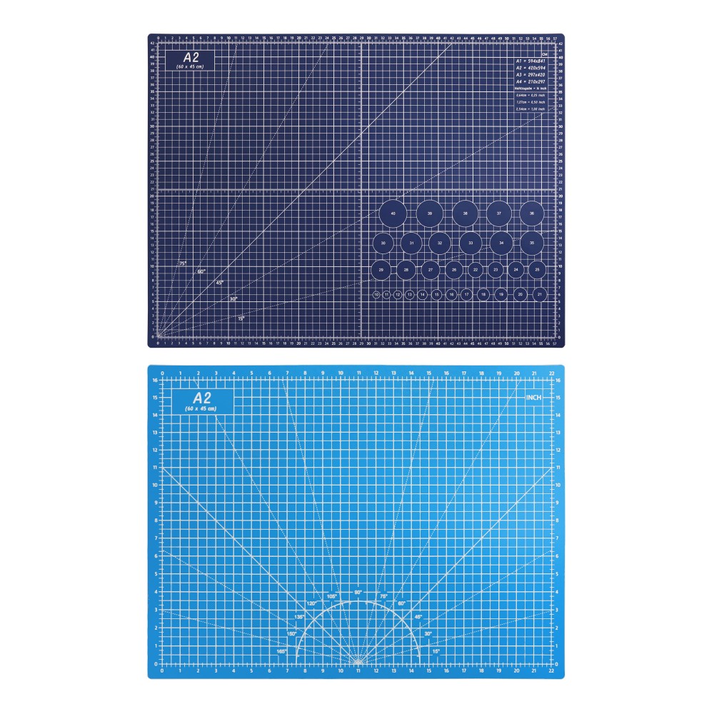 Купить оптом Коврик для макетирования и резки 45x60см A2 двусторонний с разметкой. ПВХ с самовосстанавливающимся покрытием. Цвет синий