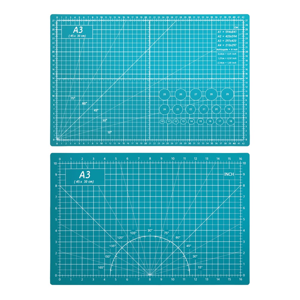 Купить оптом Коврик для макетирования и резки 45x30см A3 двусторонний с разметкой. ПВХ с самовосстанавливающимся покрытием. Цвет зеленый