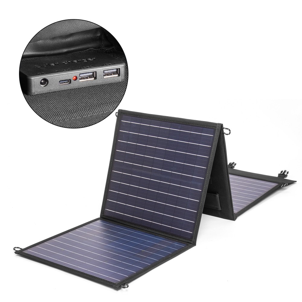 Купить оптом Солнечная батарея TOP-SOLAR-80 80W 18V DC, Type-C PD 60W, 2 USB, влагозащищенная, складная на 4 секции