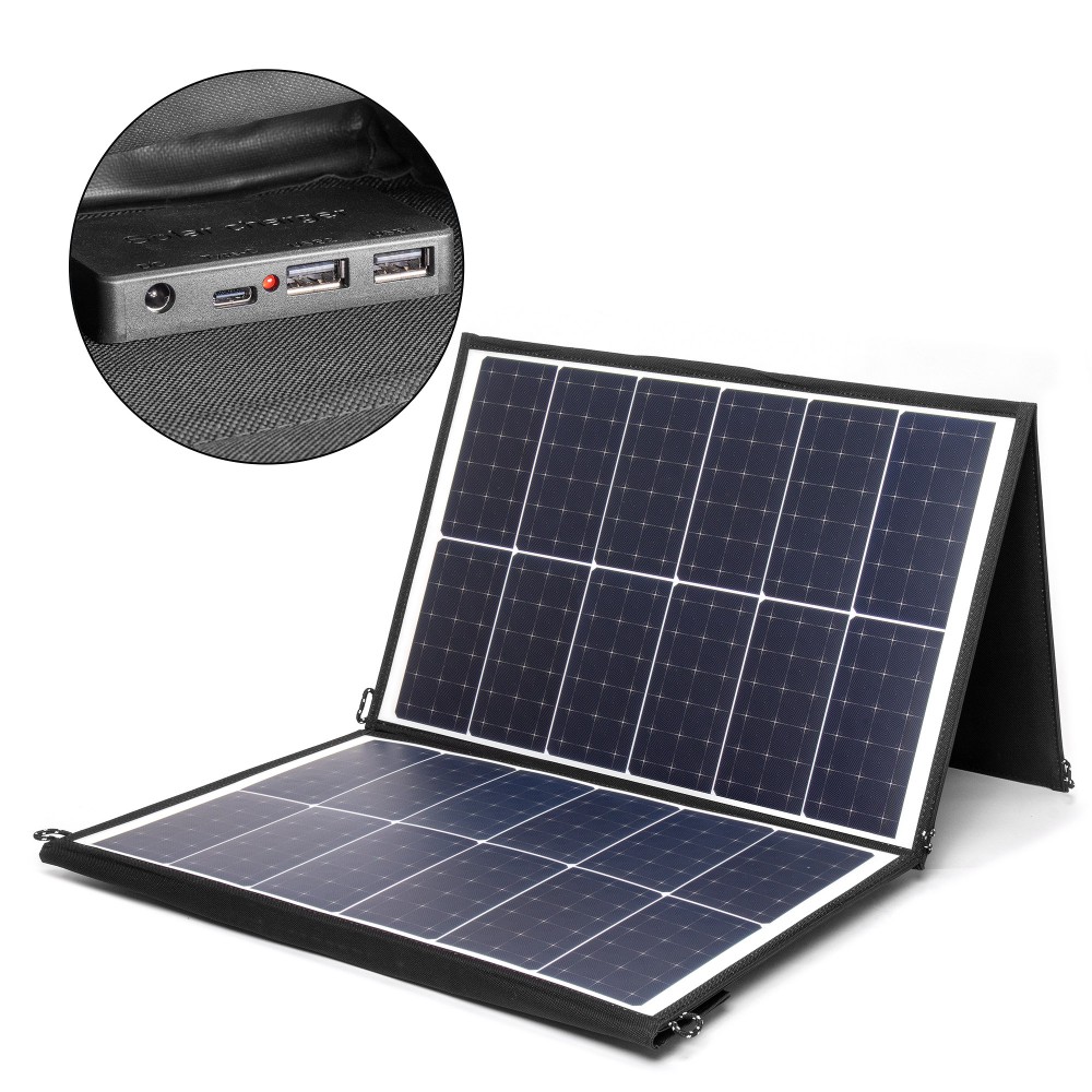 Купить оптом Солнечная батарея TOP-SOLAR-120 120W 18V DC, Type-C PD 60W, 2 USB, влагозащищенная, складная на 3 секции