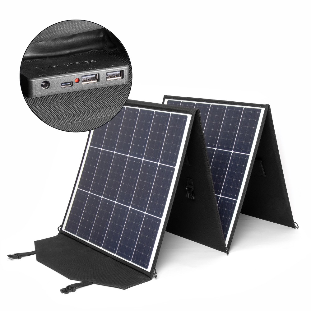 Купить оптом Солнечная батарея TOP-SOLAR-200 200W 18V DC, Type-C PD 60W, 2 USB, влагозащищенная, складная на 4 секции