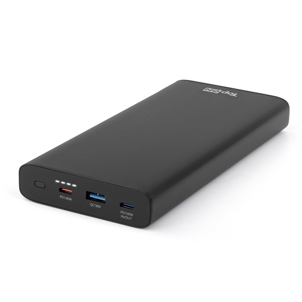 Купить оптом Внешний аккумулятор TopON TOP-T140 22400mAh (82.88Wh) Type-C PD 140W, Type-C PD 100W, USB QC3.0 18W, Max 158W корпус алюминий черный