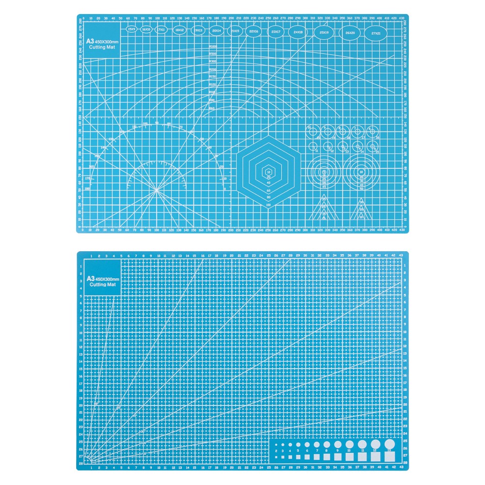 Купить оптом Коврик для макетирования и резки 45x30см A3 двусторонний с разметкой. ПВХ с самовосстанавливающимся покрытием. Цвет синий