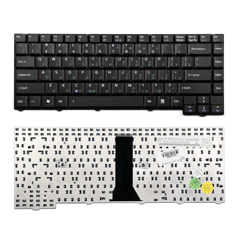 Купить оптом Клавиатура для ноутбука Asus F3, PRO31, X52 Series. (24pin). Плоский Enter. Черная без рамки. PN: 04GNI11KRU40.