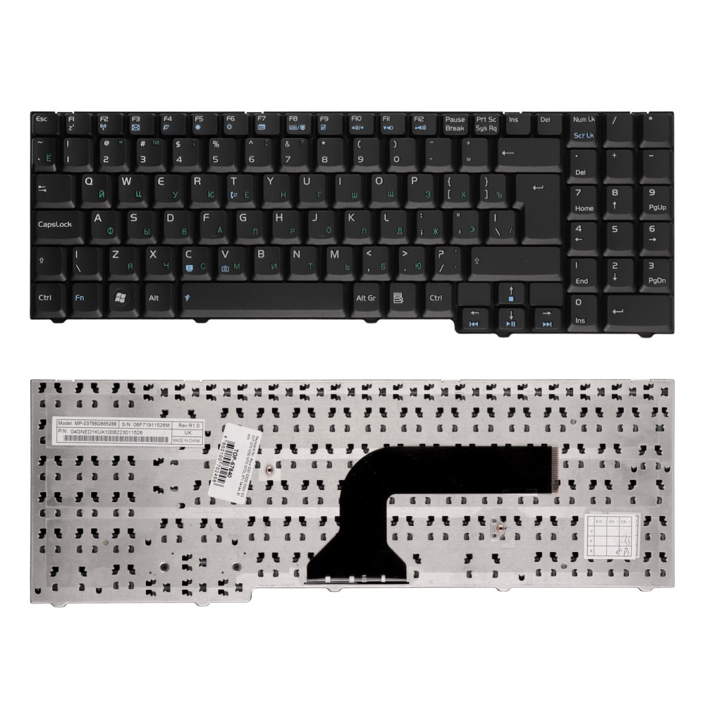 Купить оптом Клавиатура для ноутбука Asus M50, G50, X71 Series. Г-образный Enter. Черная, без рамки. PN: NSK-U410R.