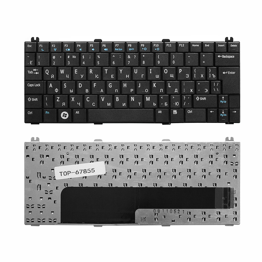 Купить оптом Клавиатура для ноутбука Dell Inspiron Mini 12, 1210 Series. Г-образный Enter. Черная, без рамки. PN: 0K124J, V091302AS1.