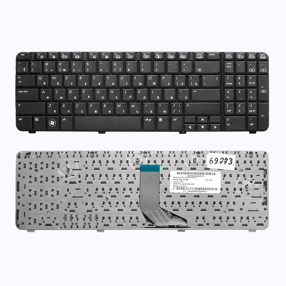 Купить оптом Клавиатура для ноутбука HP Compaq Presario CQ61, G61, CQ61-105er Series. Плоский Enter. Черная, без рамки. PN: NSK-HA60R.