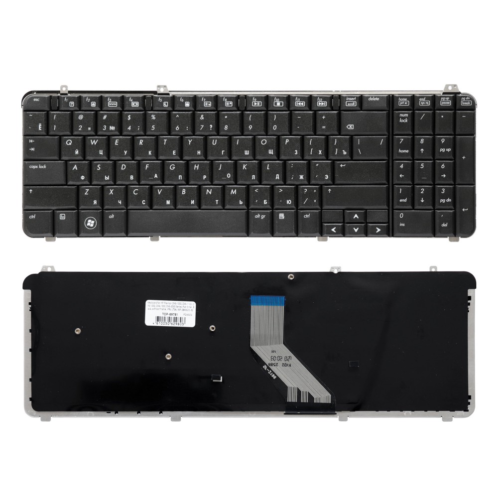 Купить оптом Клавиатура для ноутбука HP Pavilion DV6-1000, DV6-2000 Series. Плоский Enter. Черная, без рамки. PN: MP-08A96D0-92