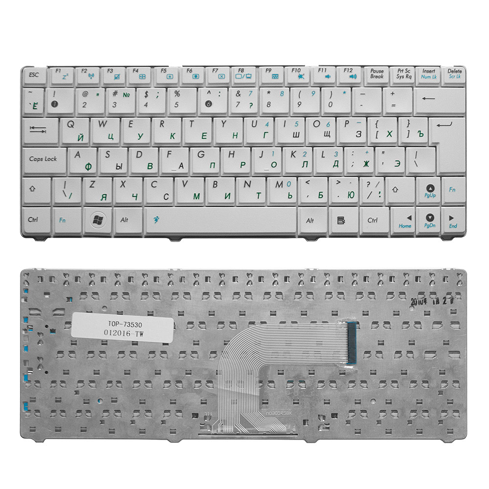 Купить оптом Клавиатура для ноутбука Asus N10, N10A, N10C, N10E, N10J, N10JC Series. Г-образный Enter. Белая, без рамки. PN: V090262BS2.