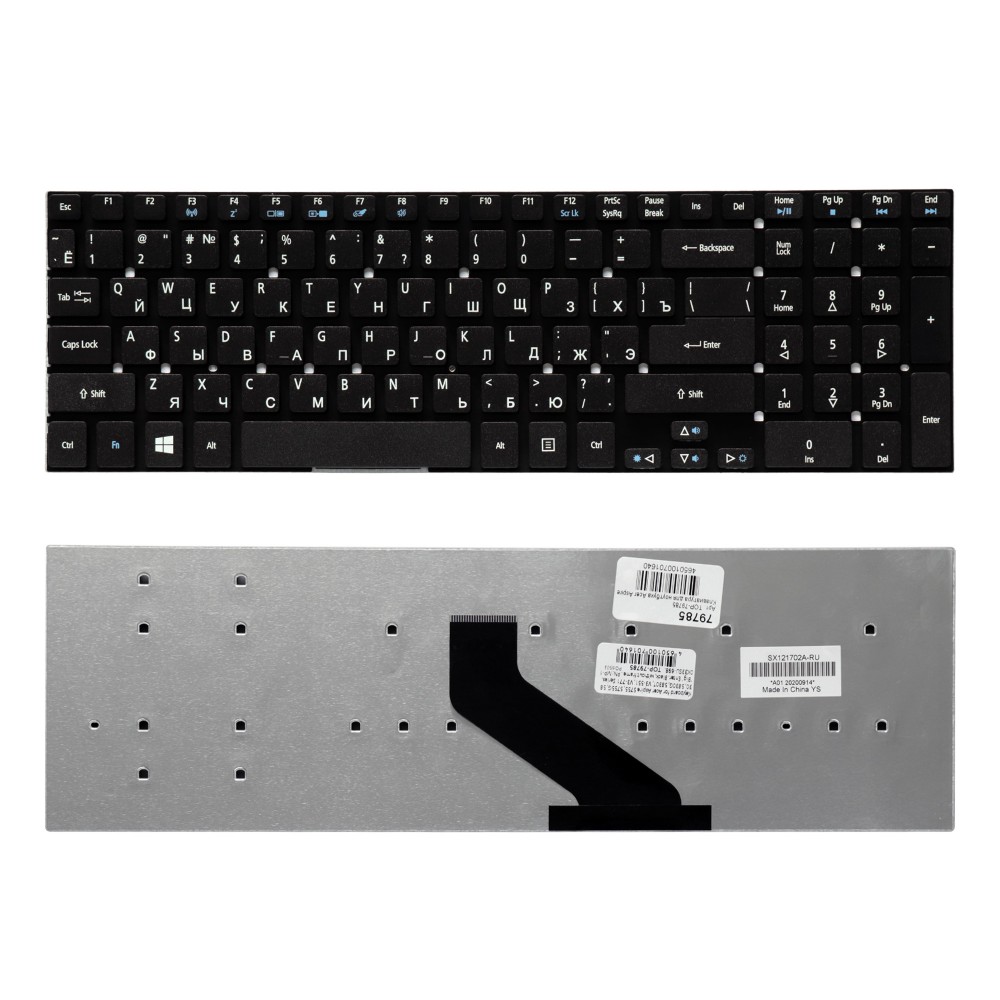 Купить оптом Клавиатура для ноутбука Acer Aspire V3, V3-551, V3-771, 5830T, 5755G Series. Г-образный Enter. Черная, без рамки. PN: MP-10K33SU-698.