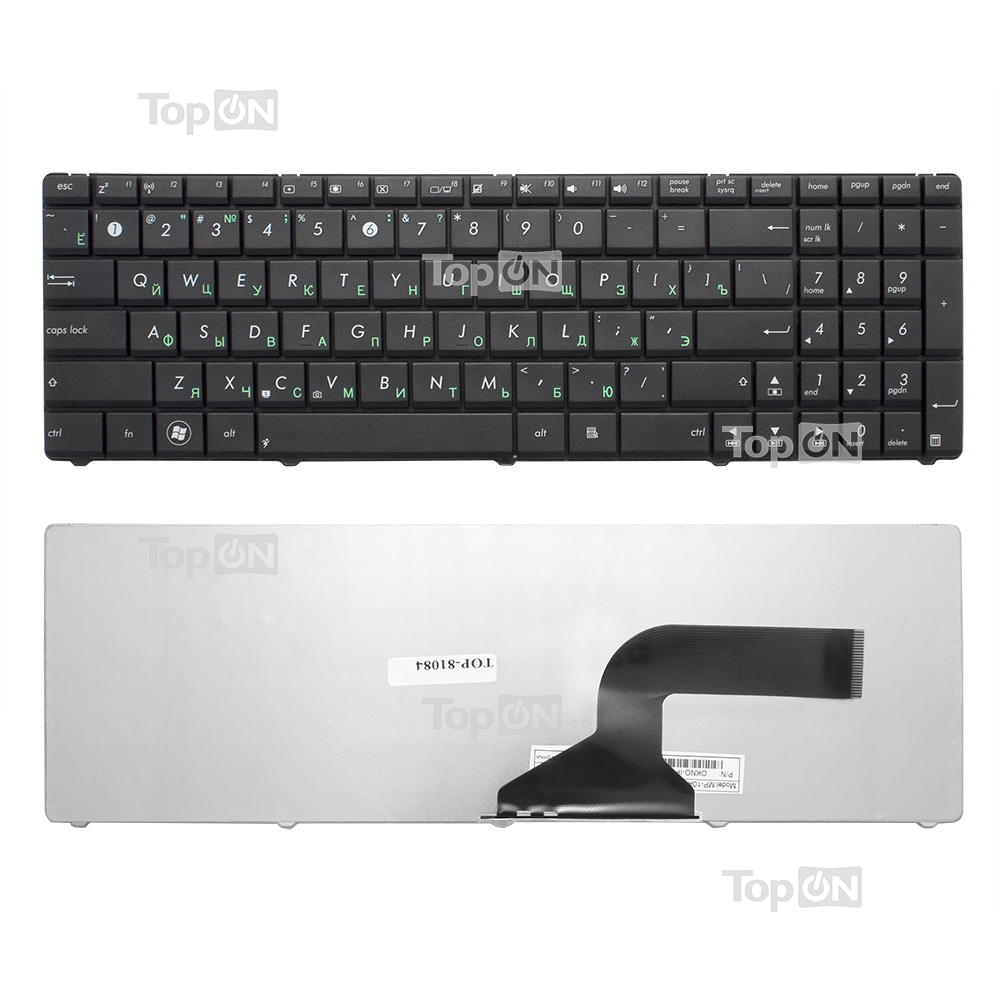 Купить оптом Клавиатура для ноутбука Asus K52, K53, N50 Series. Плоский Enter. Черная, без рамки. PN: NSK-UM0SU.