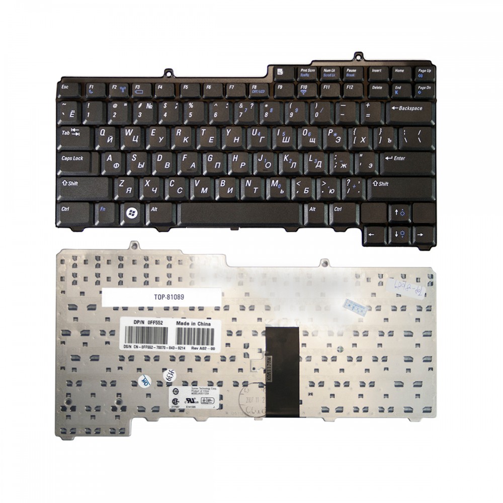 Купить оптом Клавиатура для ноутбука Dell Inspiron 1501, 9400, 630M Series. Плоский Enter. Черная, с черной рамкой. С подсветкой. PN: NSK-D5A0R.