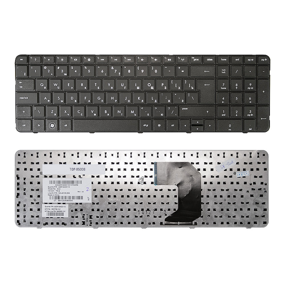 Купить оптом Клавиатура для ноутбука HP Pavilion G7-1000, G7-1100, G7-1200 Series. Г-образный Enter. Черная, без рамки. PN: AER18700010.