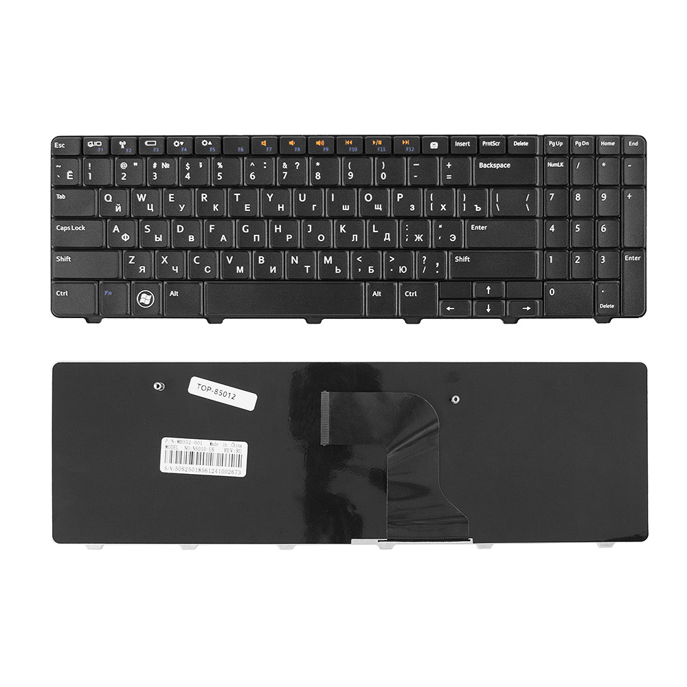 Купить оптом Клавиатура для ноутбука Dell Inspiron M5010, N5010 Series. Плоский Enter. Черная, без рамки. PN: NSK-DRASW 0R.