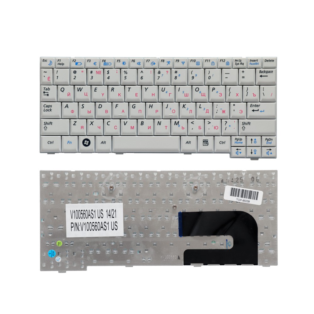 Купить оптом Клавиатура для ноутбука Samsung NC10, ND10, N108, N110, N130 Series. Плоский Enter. Белая, без рамки. PN: BA59-02697D.