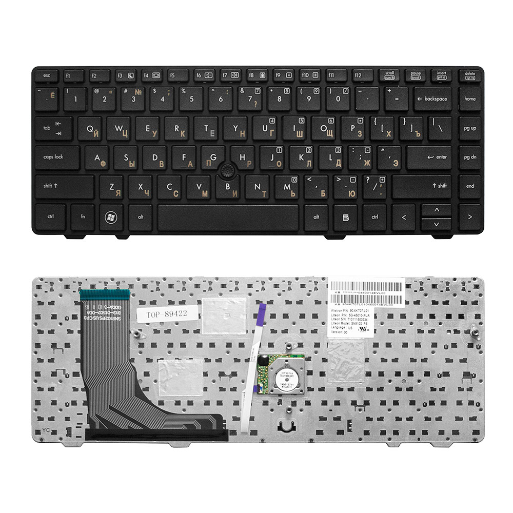 Купить оптом Клавиатура для ноутбука HP ProBook 6360b Series. Плоский Enter. Черная, с черной рамкой. PN: V119030A.